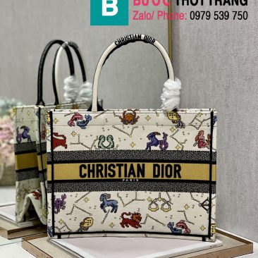 Túi xách Dior tote size 36.5cm màu trắng họa tiết chòm sao (1)