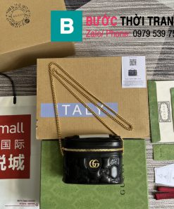 Túi Gucci GG Matelassé top handle mini hàng siêu cấp màu đen size 16cm - 723770