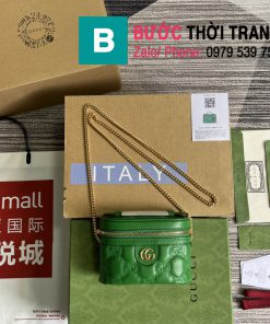 Túi Gucci GG Matelassé top handle mini màu xanh size 16cm - 723770
