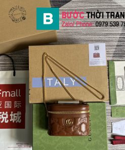 Túi Gucci GG Matelassé top handle mini màu nâu size 16cm - 723770
