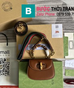 Túi quai trúc Gucci Bamboo 1947 mini màu nâu size 17cm - 686864