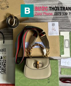 Túi quai trúc Gucci Bamboo 1947 mini màu trắng size 17cm - 686864