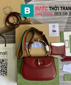 Túi quai trúc Gucci Bamboo 1947 small màu đỏ trầm size 21cm - 675797