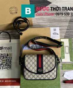 Túi đeo vai Ophidia mini GG shoulder bag canvas viền đen size 23cm - 722117
