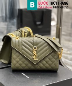 Túi xách YSL khoác vai siêu cấp màu xanh rêu size 24cm - 487206