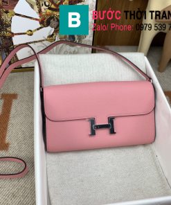 Ví cầm tay Hermes Constance da epsom màu hồng nhạt size 20.5cm