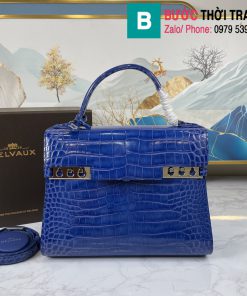 Túi xách Delvaux tempete cao cấp da ca sấu size 27.5cm màu xanh