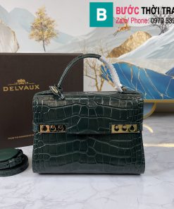 Túi xách Delvaux tempete cao cấp da ca sấu size 27.5cm màu xanh rêu