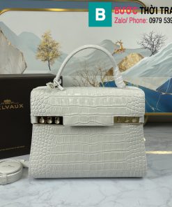 Túi xách Delvaux tempete cao cấp da ca sấu size 27.5cm màu trắng