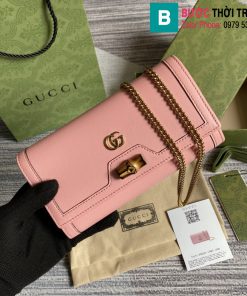Túi Gucci Diana chain wallet siêu cấp da bê màu hồng size 19cm