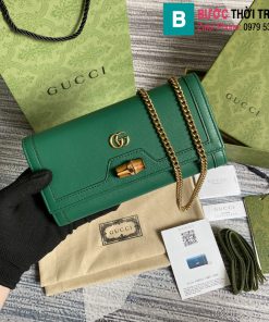 Túi Gucci Diana chain wallet siêu cấp da bê màu xanh đậm size 19cm