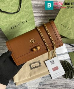 Túi Gucci Diana chain wallet siêu cấp da bê màu nâu bò size 19cm