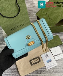 Túi Gucci Diana chain wallet siêu cấp da bê màu xanh nhạt size 19cm
