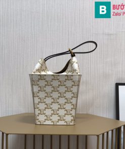Túi Xách Celine Triope Strap Box siêu cấp da bò màu nâu trắng size 10.5cm