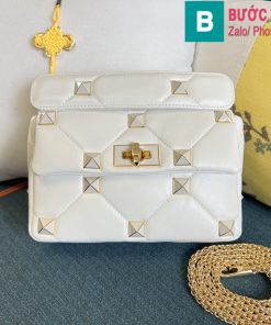 Túi Xách Valentino Small Roman Stud siêu cấp da bê màu trắng size 25cm