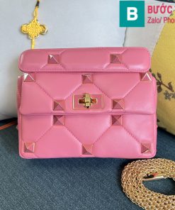 Túi Xách Valentino Small Roman Stud siêu cấp da bê màu hồng size 25cm