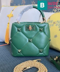 Túi Xách Valentino Small Roman Stud siêu cấp da bê màu xanh size 21cm