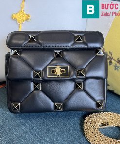 Túi Xách Valentino Small Roman Stud siêu cấp da bê màu đen size 25cm