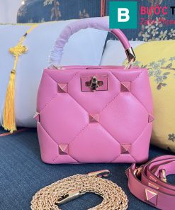 Túi Xách Valentino Small Roman Stud siêu cấp da bê màu hồng size 21cm