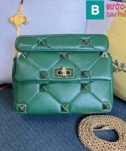 Túi Xách Valentino Small Roman Stud siêu cấp da bê màu xanh size 25cm