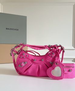 Túi xách Balenciag Le Cagole cao cấp da bê màu hồng size 26cm