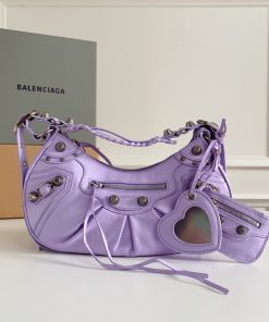 Túi xách Balenciag Le Cagole cao cấp da bê màu tím size 26cm