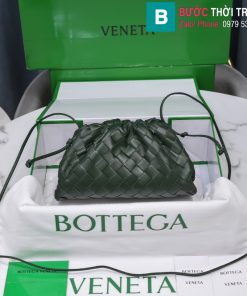 Túi xách Bottega Veneta the pouch cao cấp da bê màu rêu size 23cm