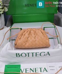 Túi xách Bottega Veneta the pouch cao cấp da bê màu hồng nude size 23cm