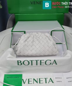 Túi xách Bottega Veneta the pouch cao cấp da bê màu trắng size 23cm