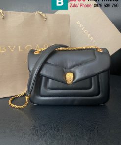 Túi xách Bvlgari Serpenti Reverse siêu cấp da bê màu đen size 25.5cm
