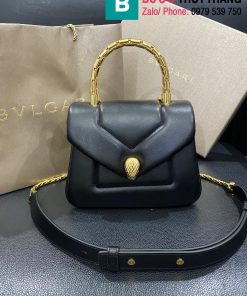 Túi xách Bvlgari Serpenti Reverse siêu cấp da bê màu đen size 20cm