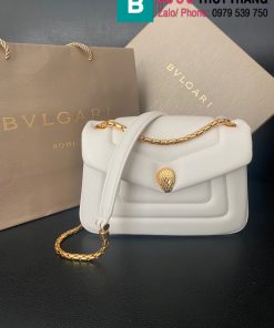 Túi xách Bvlgari Serpenti Reverse siêu cấp da bê màu trắng size 25.5cm