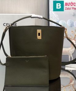 Túi Xách Celine Teen Bucket siêu cấp bò màu rêu size 23cm