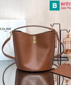 Túi Xách Celine Teen Bucket siêu cấp da bò màu nâu bò size 23cm