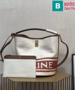 Túi Xách Celine Teen Bucket siêu cấp canvas màu trắng size 23cm