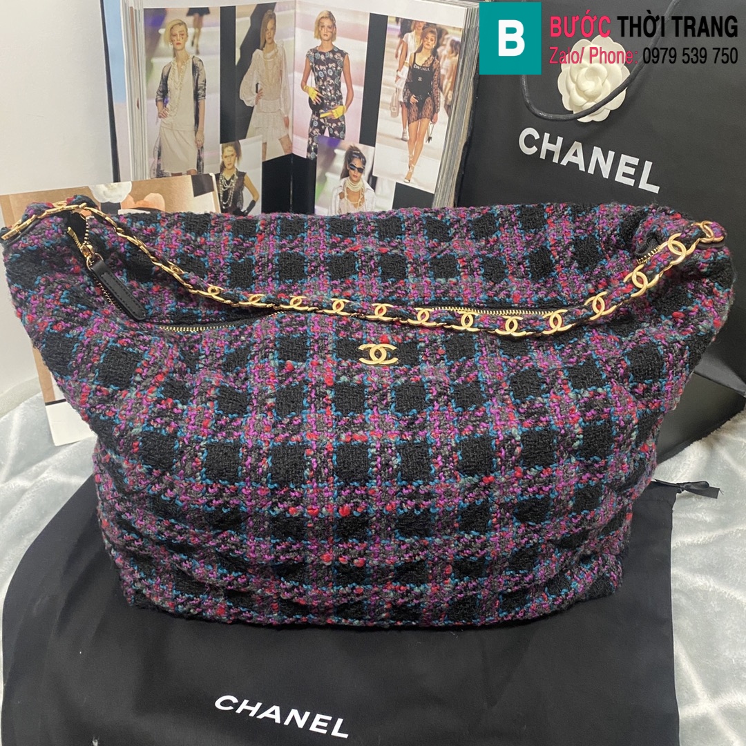 Túi xách Chanel tweed hobo maix (1)
