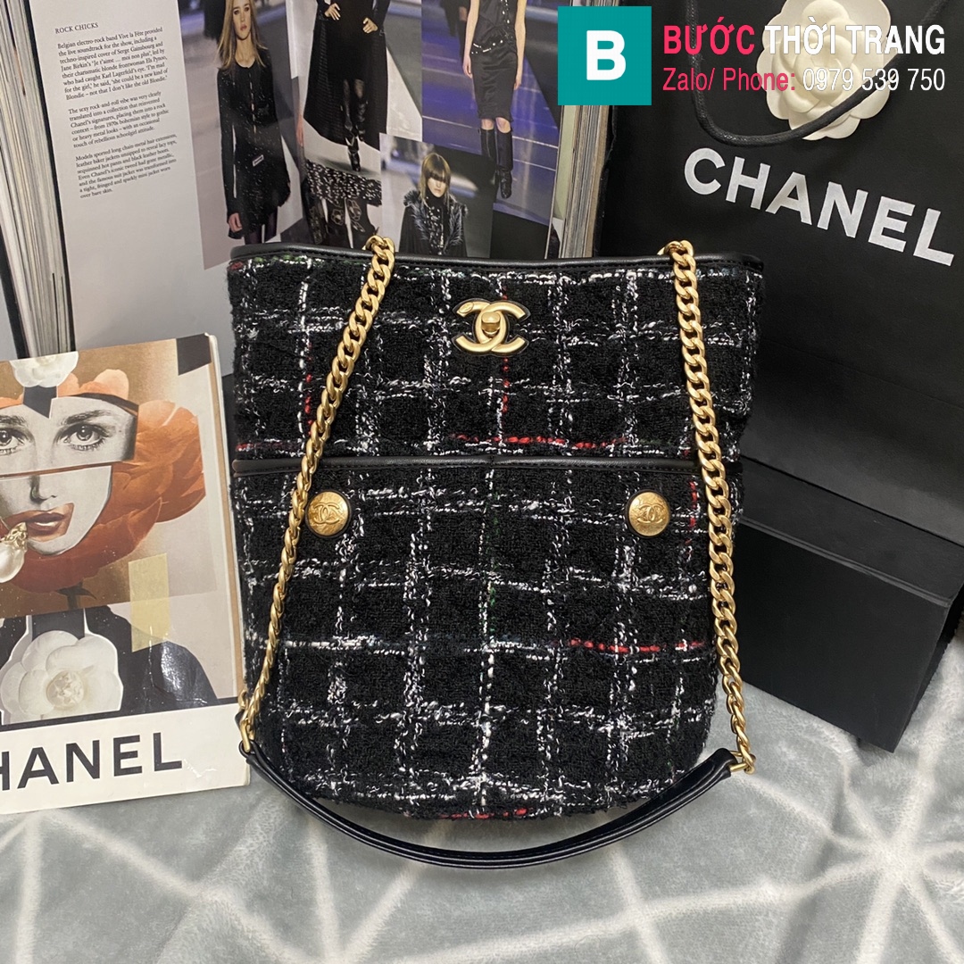 Túi xách Chanel tweed hobo maix (10)