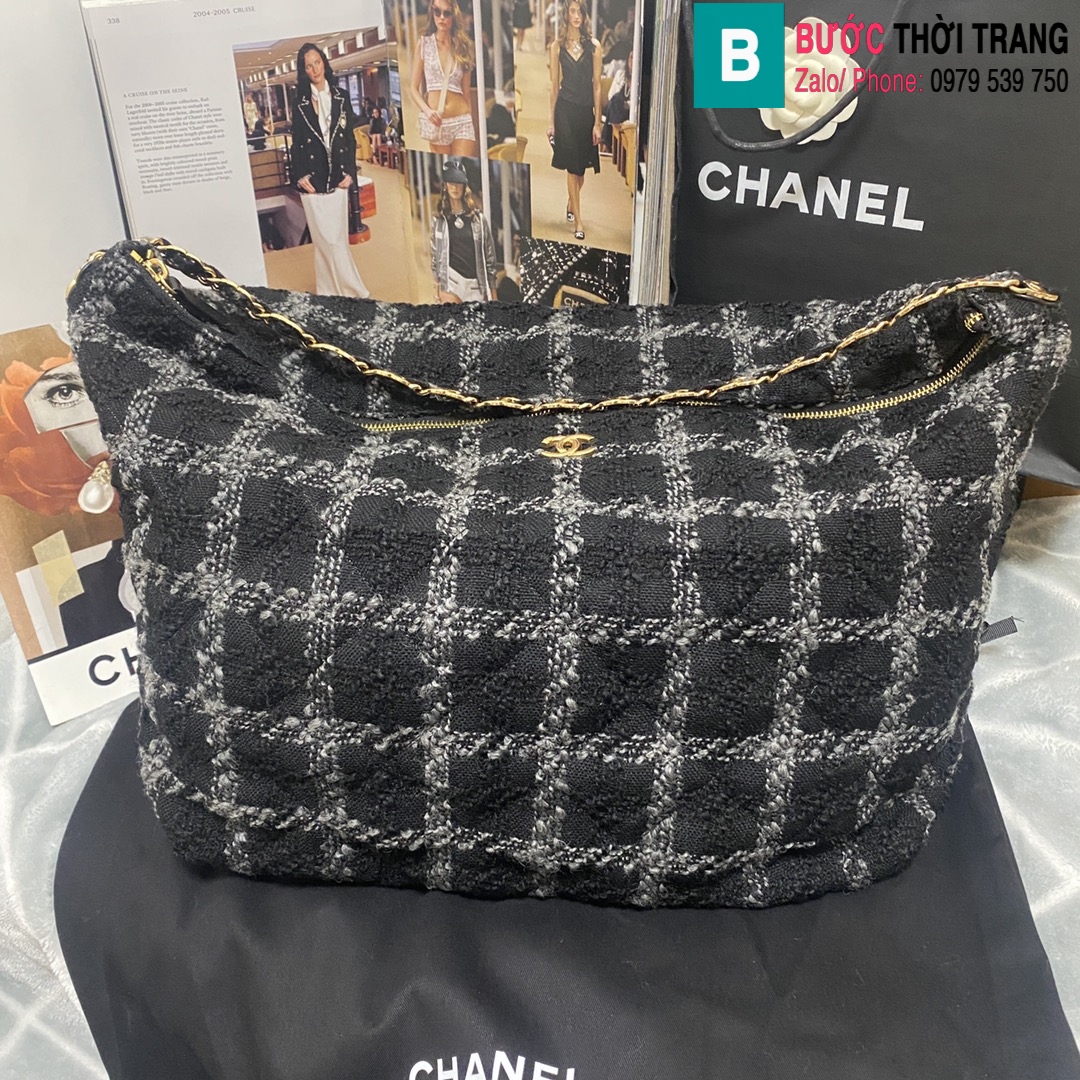 Túi xách Chanel tweed hobo maix (10)