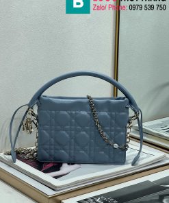 Túi xách Dior Lady siêu cấp da bê màu xanh size 19cm
