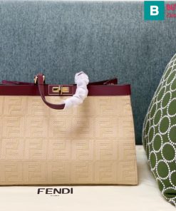 Túi xách Fendi Peekaboo X-tote siêu cấp canvas màu hồng nude size 40cm