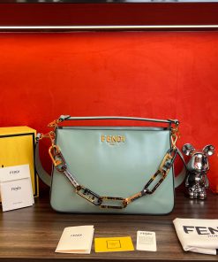 Túi xách Fendi siêu cấp da bê màu xanh size 35cm
