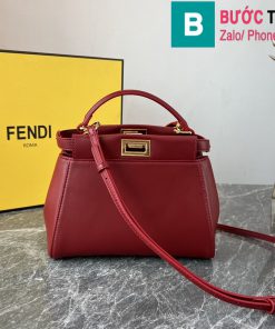 Túi xách Fendi Peekaboo siêu cấp da cừu màu đỏ size 23cm