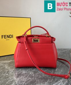 Túi xách Fendi Peekaboo siêu cấp da cừu màu đỏ size 23cm