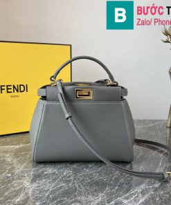 Túi xách Fendi Peekaboo siêu cấp da cừu màu xanh xám size 23cm