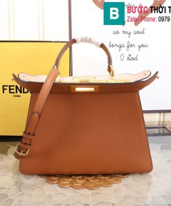 Túi xách Fendi peekaboo siêu cấp da bê màu nâu bò size 33cm