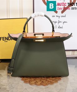 Túi xách Fendi peekaboo siêu cấp da bê màu xanh rêu size 33cm