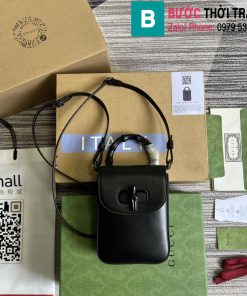 Túi xách Gucci Bamboo mini handbag siêu cấp da bê màu đen size 14cm