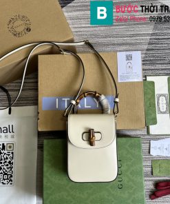 Túi xách Gucci Bamboo mini handbag siêu cấp da bê màu trắng size 14cm