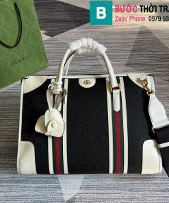 Túi xách Gucci Large Satchel Bag siêu cấp da bê màu đen trắng size 40cm