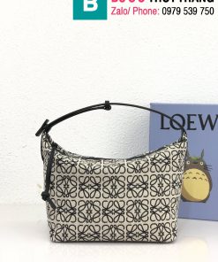 Túi xách Loewe Cubi Anagram siêu cấp canvas màu trắng đen size 27cm